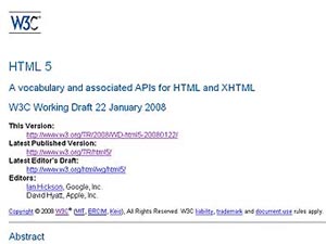 Фрагмент описания HTML5 на сайте консорциума W3C