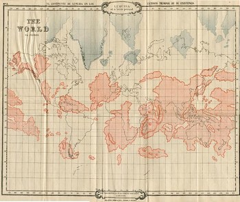 Карта Лемурии наложенная на современные континенты из книги Скотта-Эллиота «История Атлантиды и потерянной Лемурии»