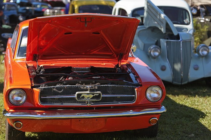 Редко встречающийся «Мустанг» 2+2 (Fastback) 1965 года относится к автомобилям с большой мощностью. Он принадлежит Дж. Т. Швальму. Оттава, штат Канзас, автошоу, 21 сентября 2013 года. Фото: Cat Rooney/Великая Эпоха (The Epoch Times)