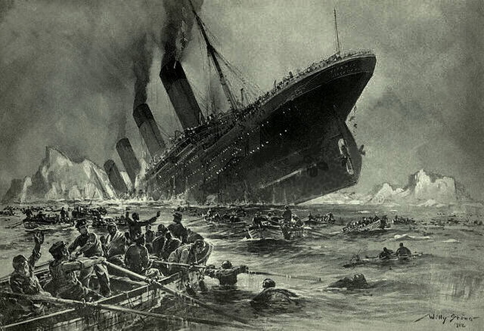 Гравюра Титаника Вилли Стовера под названием Der Untergang der Titanic. Фото: Wikimedia