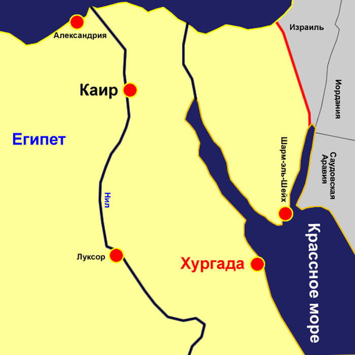 Хургада на карте Египта. Фото: Юрий Никольской/wikimedia.org