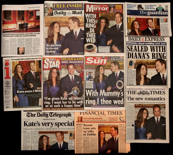 Весть о предстоящей свадьбе принца Уильяма с Кейт Миддлтон обсуждает не только  вся Британия, это сегодня новость номер один во всем мире. Фото: Oli Scarff/Getty Images