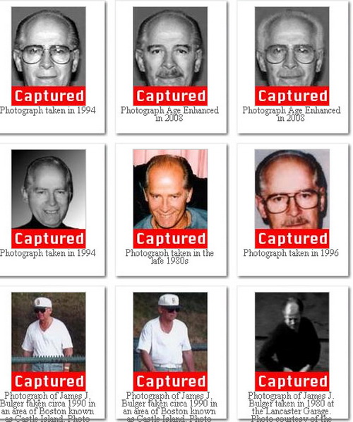 Фотографии бывшего лидера бостонской мафии Джеймса Балджера. Фото: FBI via Getty Images