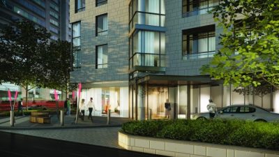 Рендеринг входа в Chaz Yorkville, многоквартирный дом на 45 Charles Street East в Торонто. Коллекция Penthouse поступит в продажу осенью. (Предоставлено 45 Charles Ltd.)
