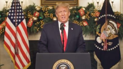 Президент Дональд Трамп в видеообращении 23 декабря 2020 г. (White House video screenshot)
