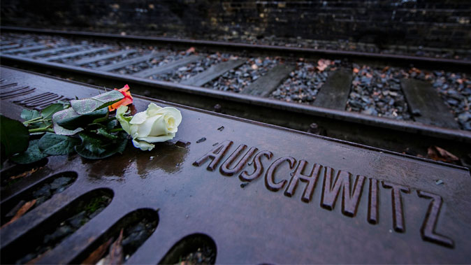 Розы на мемориале в память жертв Холокоста, 27 января 2015 года. В 70-ю годовщину освобождения Освенцима международный адвокат по правам человека Дэвид Мэйтас рассказал об актуальности Холокоста и его уроках. Он также провёл параллели с происходящим сегодня насильственным извлечением органов у последователей Фалуньгун в Китае. Фото: Carsten Koall/Getty Images