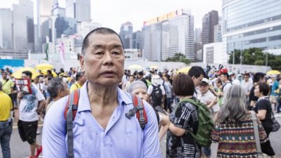 Гонконгский медиамагнат и борец за демократию Джимми Лай присоединяется к протестам против законопроекта об экстрадиции в Китай, Гонконг, 28 апреля 2019 года. Yu Gang/The Epoch Times
