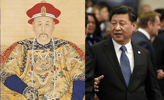 (L) «Портрет императора Юнчжэн в придворном платье» работы анонимных придворных художников, период Юнчжэн (1723-1735). (Public Domain-Art) (R) Китайский лидер Си Цзиньпин в Ле Бурже, недалеко от Парижа, 30 ноября 2015 г. (Martin Bureau / AFP / Getty Images) | Epoch Times Россия