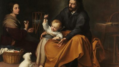 «Святое семейство с собакой», 1650, Бартоломе Эстебан Мурильо. (Всеобщее достояние)