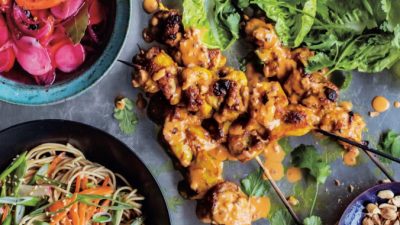 Сатэ, жаренный на сковороде