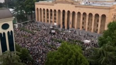 Протесты в Грузии. Скриншот/
Euronews по-русски/youtube.com