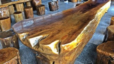 В Тайване есть кофейня Вангбо, в которой мебель сделана из пней