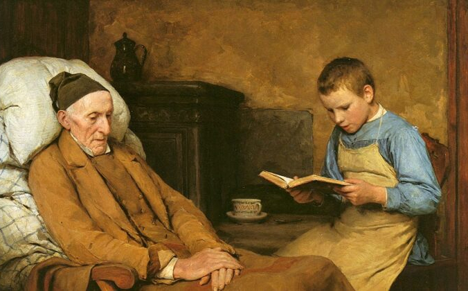 Размышления о наших дедушках Альбрехт Самуэль Анкер. «Преданно читая деду» - картина написана маслом, 1893 год. Музей изящных искусств Берн. Общественное достояние. | Epoch Times Россия