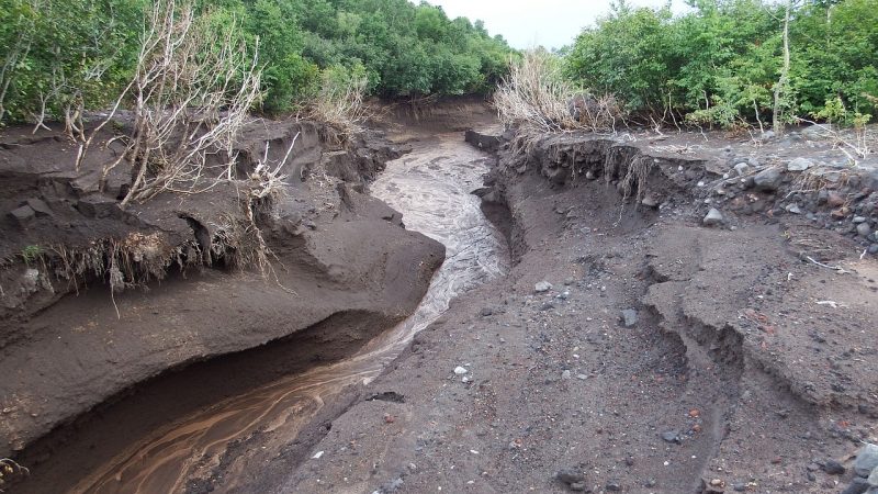 размытая почва, земля, сель