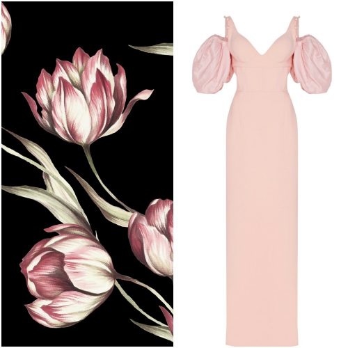 Платье из крепа с атласными вставками от Prabal Gurung.