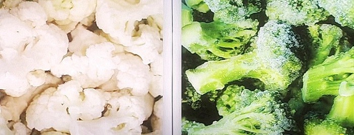 Хранение овощей. Брокколи и цветная капуста хранятся замороженные