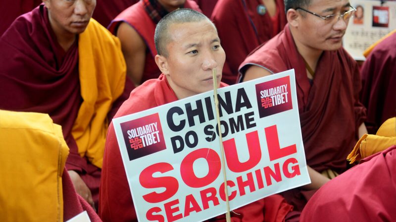 Тибетские буддийские монахи и монахини на сидячем митинге солидарности против правления Коммунистической партии Китая в Тибете, Нью-Дели, Индия, 2 февраля 2013 г. (Raveendran/AFP via Getty Images)
 | Epoch Times Россия