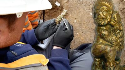 Ручка ключа римского периода с изображением человека, скормленного львам