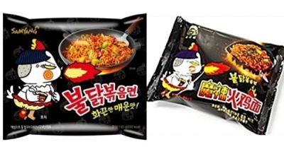 На фотографии изображены популярная горячая лапша быстрого приготовления «Булдак Боккеуммиён» компании Samyang Foods и китайский продукт-подделка. (Ассоциация пищевой промышленности Кореи)
