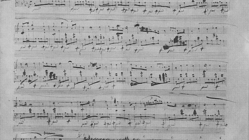 Первая страница Прелюдии № 15 Шопена, «Капля дождя». Оригинал. (Public Domain) 