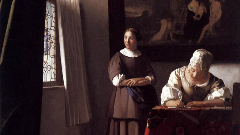 На протяжении столетий написание писем способствовало сохранению записей об отдельных людях. Фрагмент картины Иоганна Вермеера «Дама, пишущая письмо со своей служанкой», около 1670 года. Национальная галерея Ирландии, Дублин, Ирландия. (PD-US)  | Epoch Times Россия