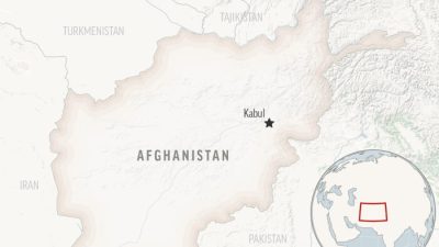 Карта-локатор Афганистана со столицей Кабулом. (AP Photo)