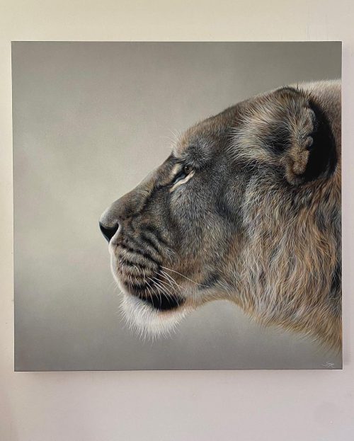 Художница из Великобритании изображает на гигантских холстах невероятных львов и тигров