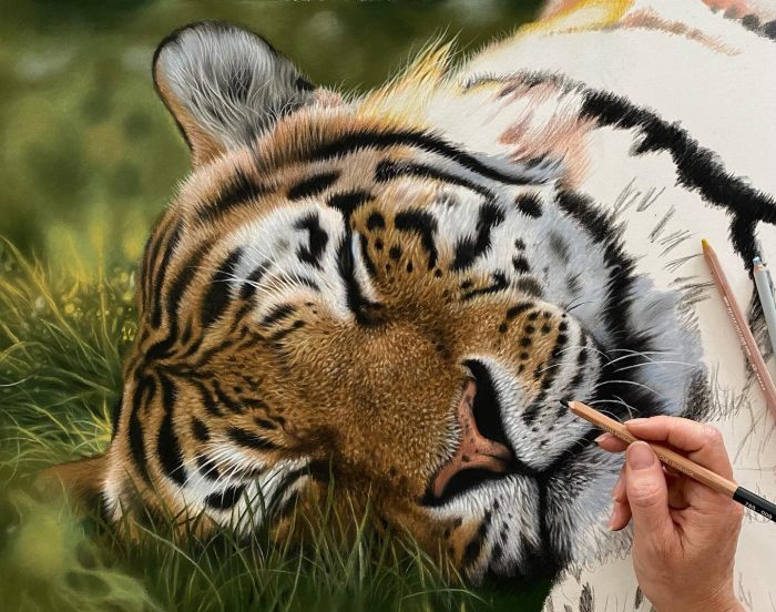 Художница из Великобритании изображает на гигантских холстах невероятных львов и тигров