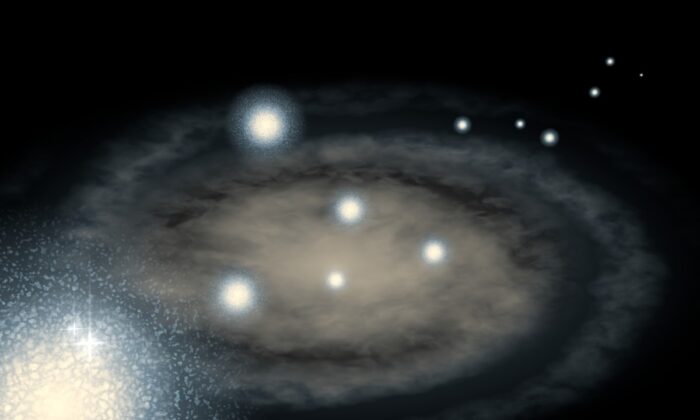 Шаровые скопления структуры Дюле, разбросанные по Андромеде. (Image supplied by Prof. Geraint Lewis/ University of Sydney) | Epoch Times Россия